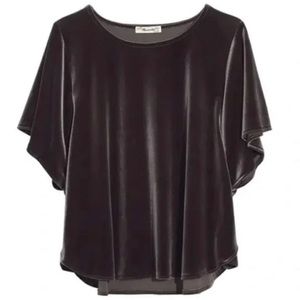 Madewell Plus Size Velvet Butterfly Sleeve Top in Dark Metal